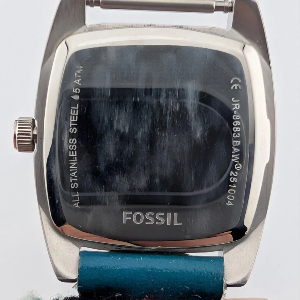 Fossil JR-8683 Women's MOP Watch Rhinestone Bezel Crochet Cuff 3 Straps Included